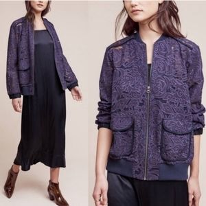 Anthropologie Elevenses Lace Miranda Bomber Jacket